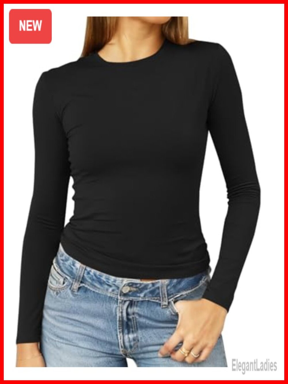 Women's Slim Fit Long Sleeve Crewneck Crop T-Shirt Y2K Basic Tee